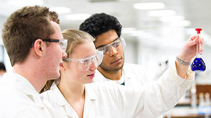 Students undertaking an experiment in a multi-user lab.
