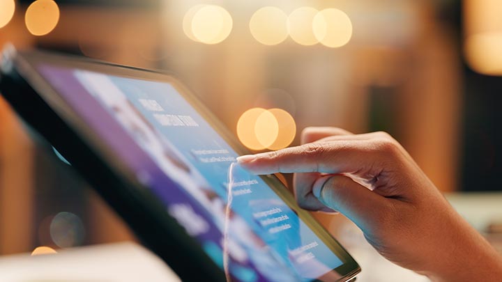 Someone using a digital tablet
